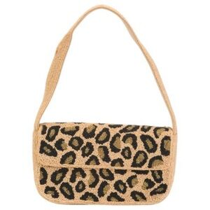 Leopard Beaded Shoulder Bag | Y2K Purse | Inside Zip Pocket | America and Beyond